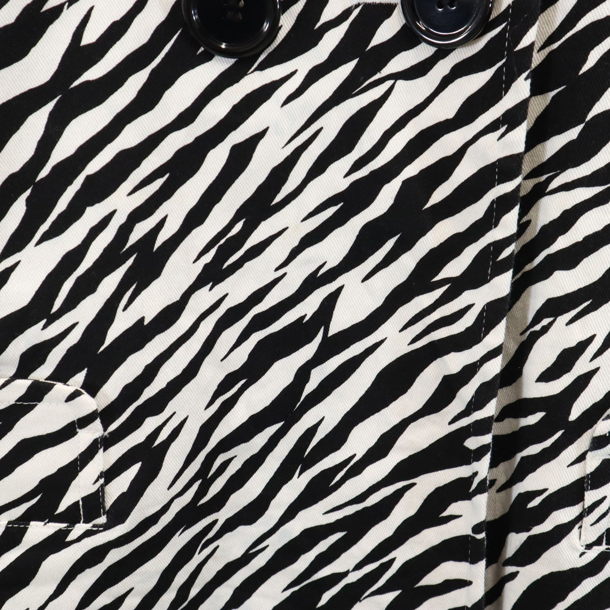 LIMI feu リミフゥ 日本製 ゼブラ柄 5分袖 ピーコート S ホワイト レディース