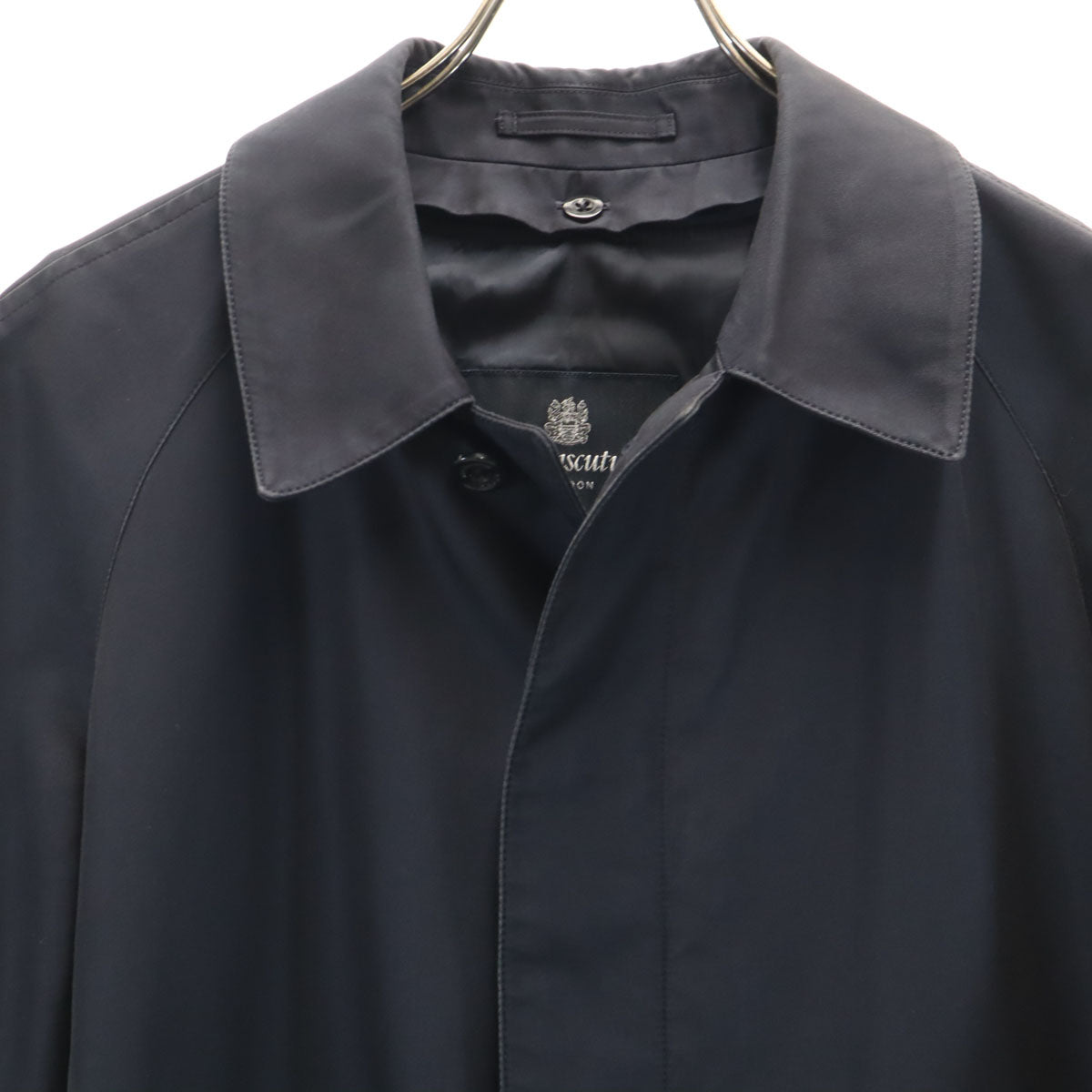 アクアスキュータム ロンドン 日本製 ステンカラーコート 38 ネイビー ライナー付き メンズ