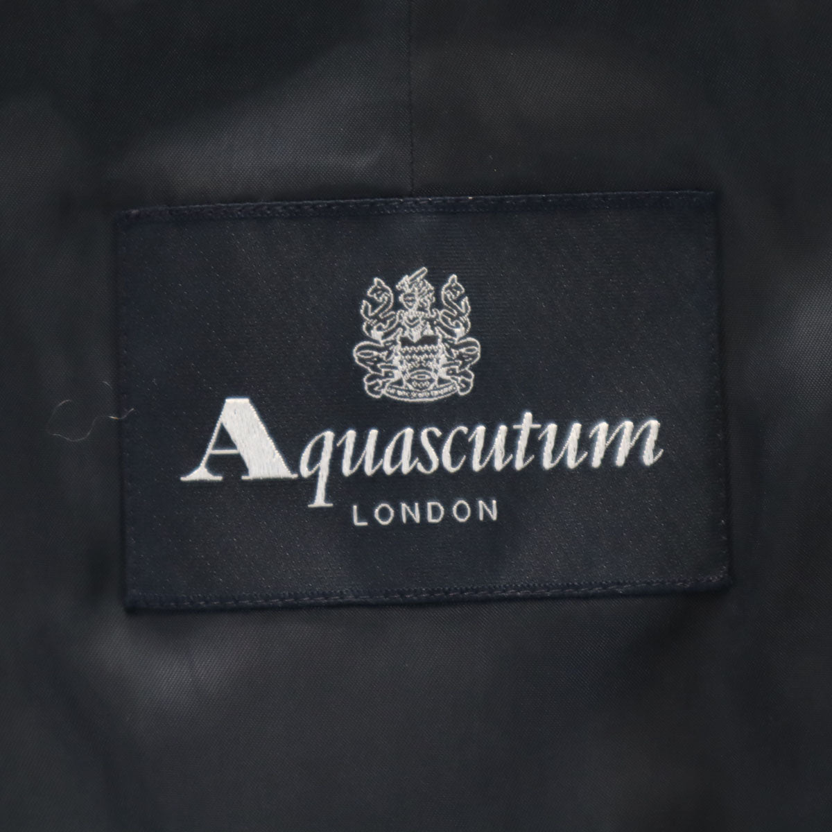 アクアスキュータム ロンドン 日本製 ステンカラーコート 38 ネイビー ライナー付き メンズ