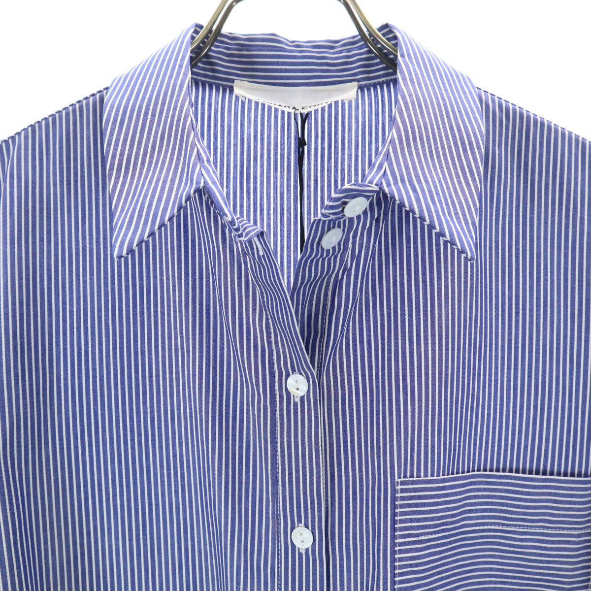 未使用 LIVIANA CONTI リビアナコンティ イタリア製 ストライプ柄 長袖 シャツワンピース 42 ネイビー レディース