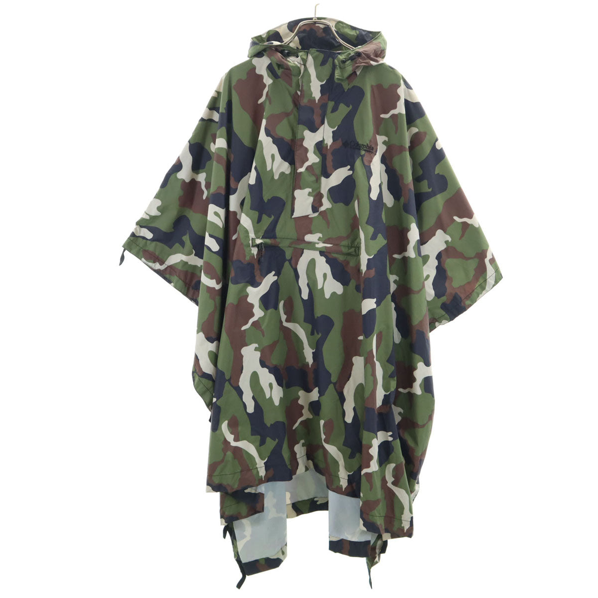 Columbia コロンビア PU1702 カモフラ柄 ピーブルポンチョ ポンチョ M カーキ アウトドア 迷彩 ポケッタブル メンズ