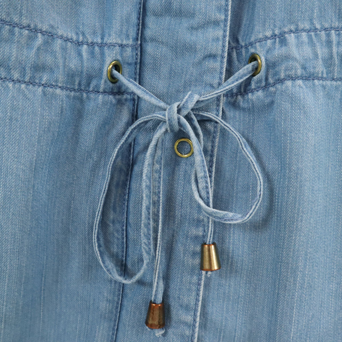 MAX&CO マックスアンドコー シャンブレー フーデッド コート 40 ブルー マックスマーラ レディース