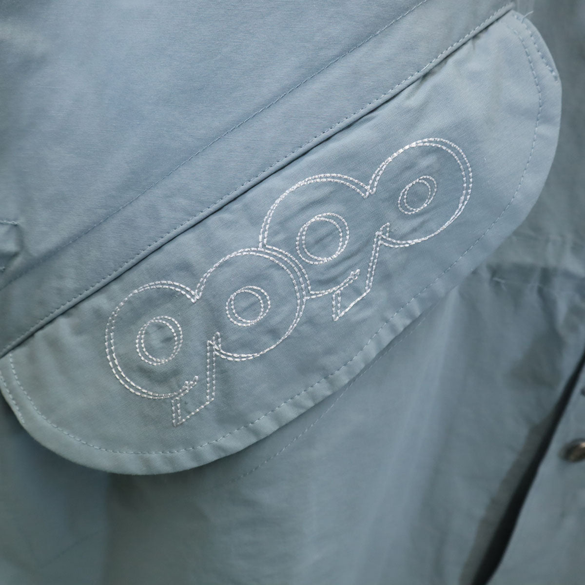 未使用 9090 ナインティナインティ 長袖 モッズコート M くすみブルー メンズ