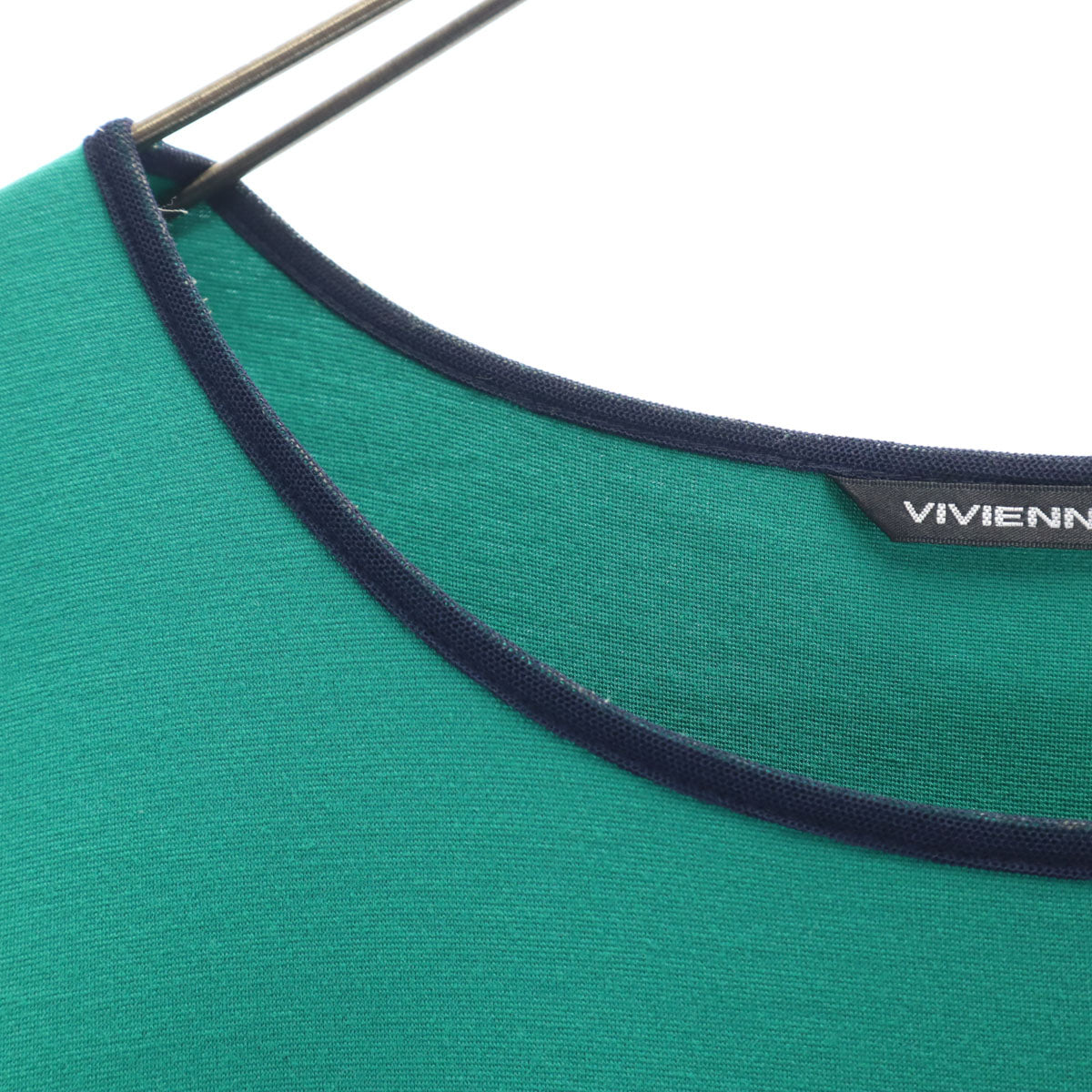 VIVIENNE TAM ヴィヴィアンタム 日本製 バイカラー 7分袖 ミニワンピース 0 グリーン×ネイビー レディース