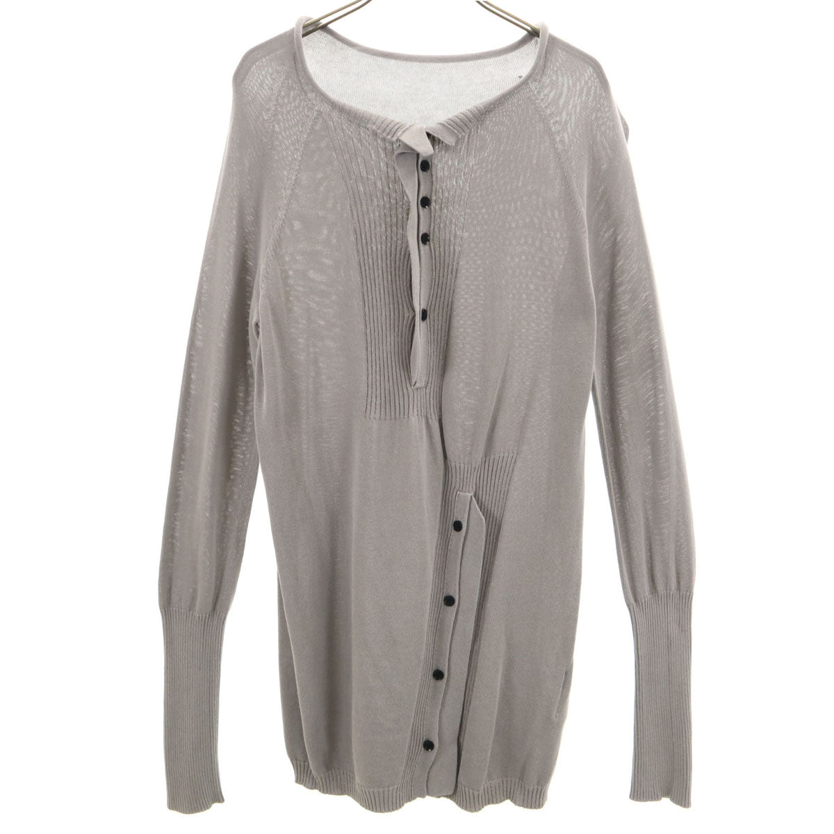 Y's ワイズ 日本製 長袖 プルオーバー ニットカーディガン 2 グレー ヨウジヤマモト レディース