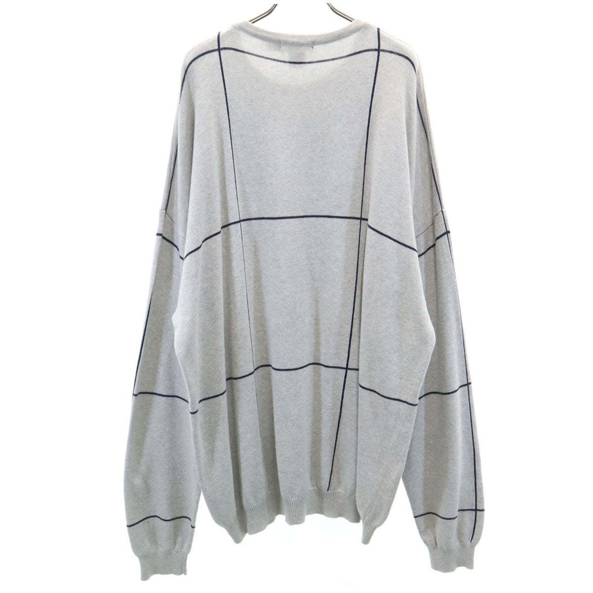 NAUTICA ノーティカ 90s オールド チェック柄 長袖 ニット XXL グレー セーター ビッグサイズ メンズ