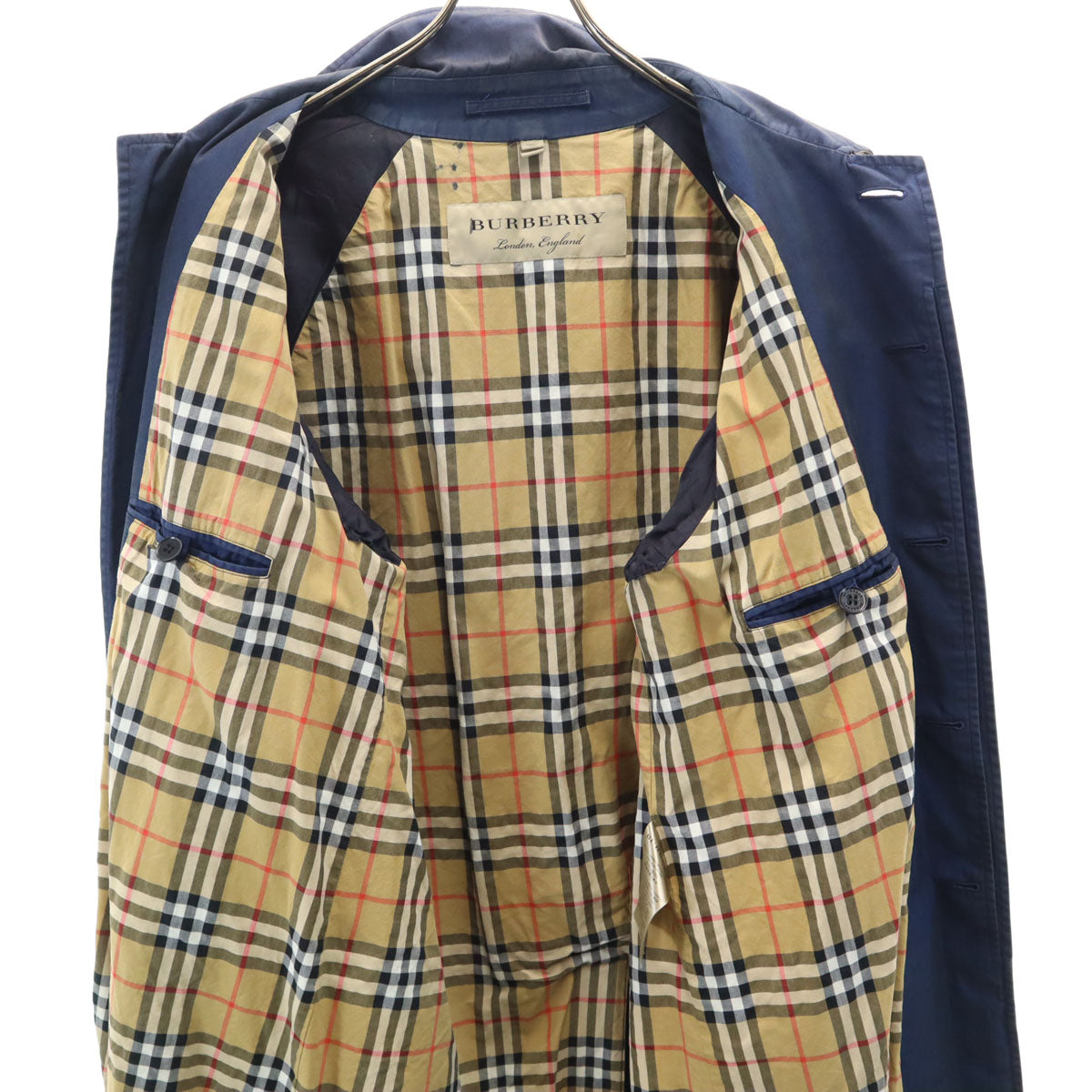 BURBERRY バーバリー イタリア製 ステンカラーコート 50 ネイビー メンズ