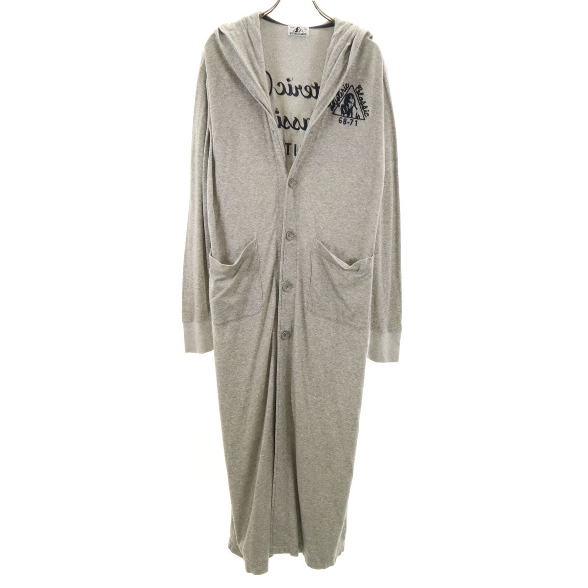 HYSTERIC GLAMOUR ヒステリックグラマー チェーン刺繍 長袖 ロング パーカー FREE グレー レディース