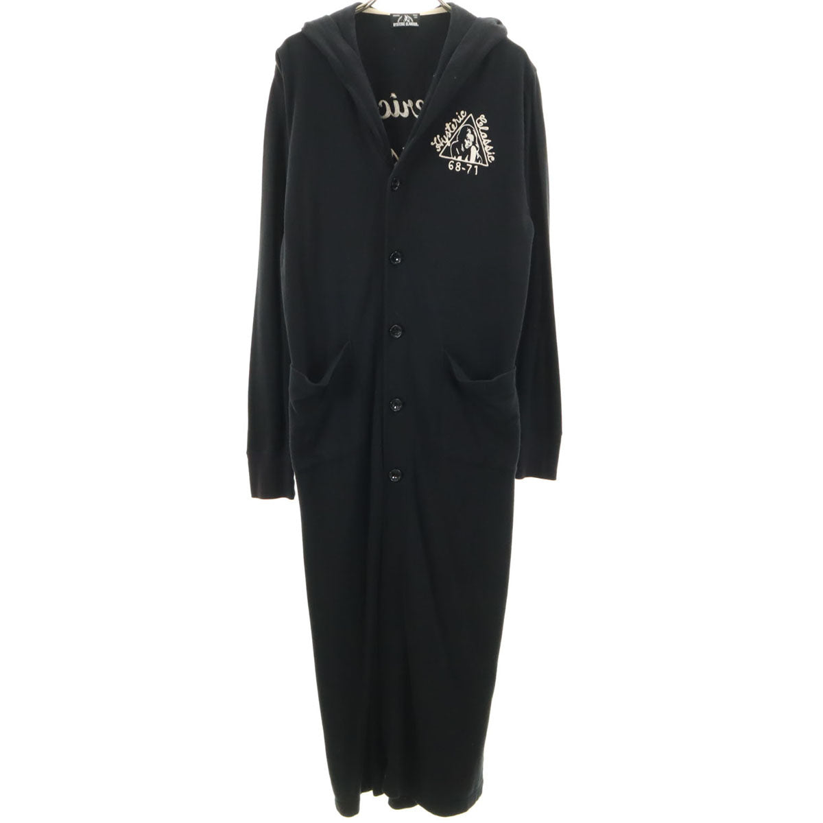 HYSTERIC GLAMOUR ヒステリックグラマー チェーン刺繍 長袖 ロング パーカー FREE ブラック メンズ