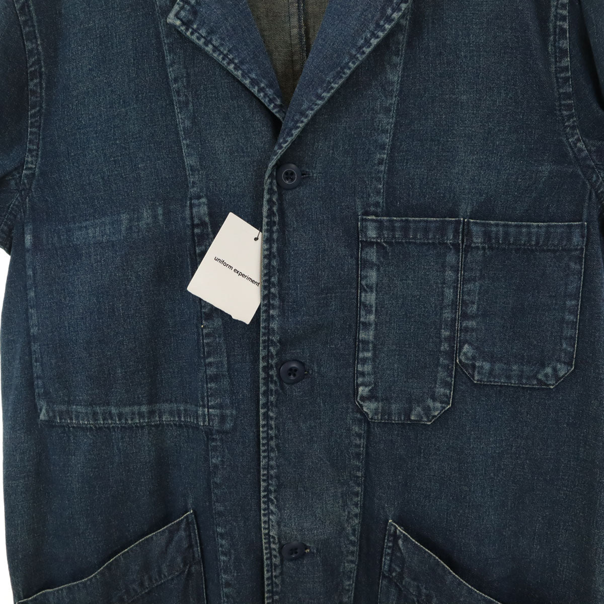 未使用 uniform experiment ユニフォームエクスペリメント 日本製 ウォッシュ加工 ショップ デニムコート 1 ウォッシュブルー 8oz ソフ メンズ
