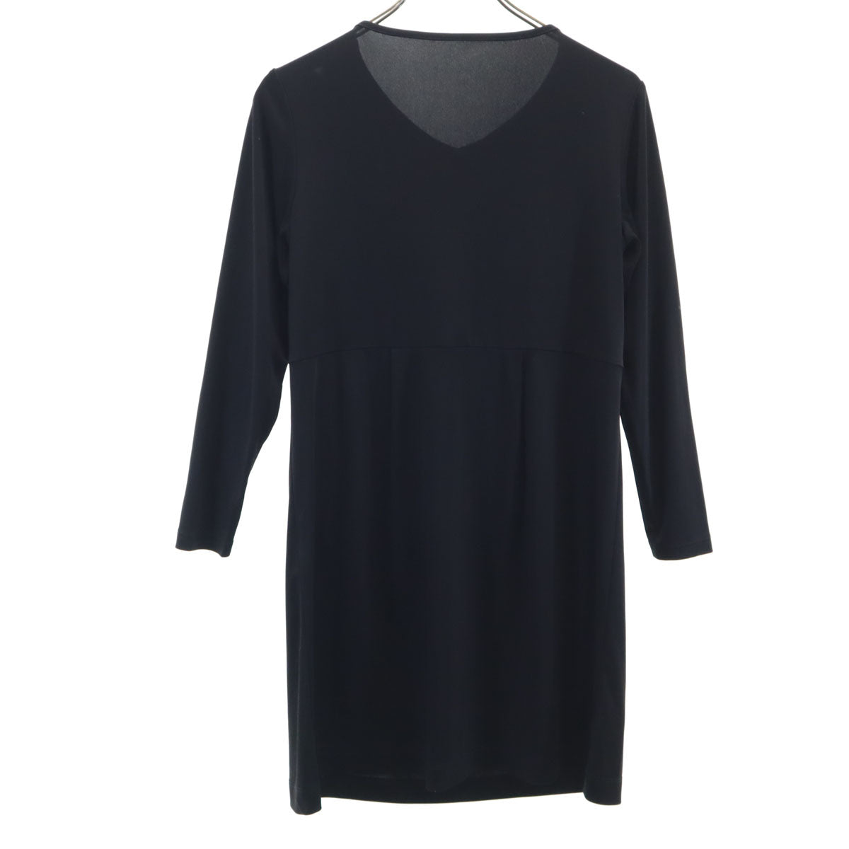 HIROKO BIS ヒロコビス スパンコールデザイン 長袖 Vネック ミニワンピース 9 黒 ストレッチ レディース