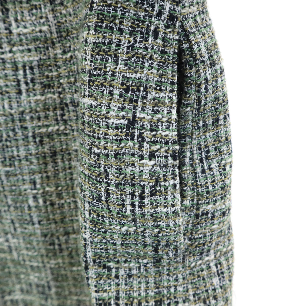 未使用 Rene ルネ 日本製 半袖 ツイード ワンピース 36 グリーン レディース