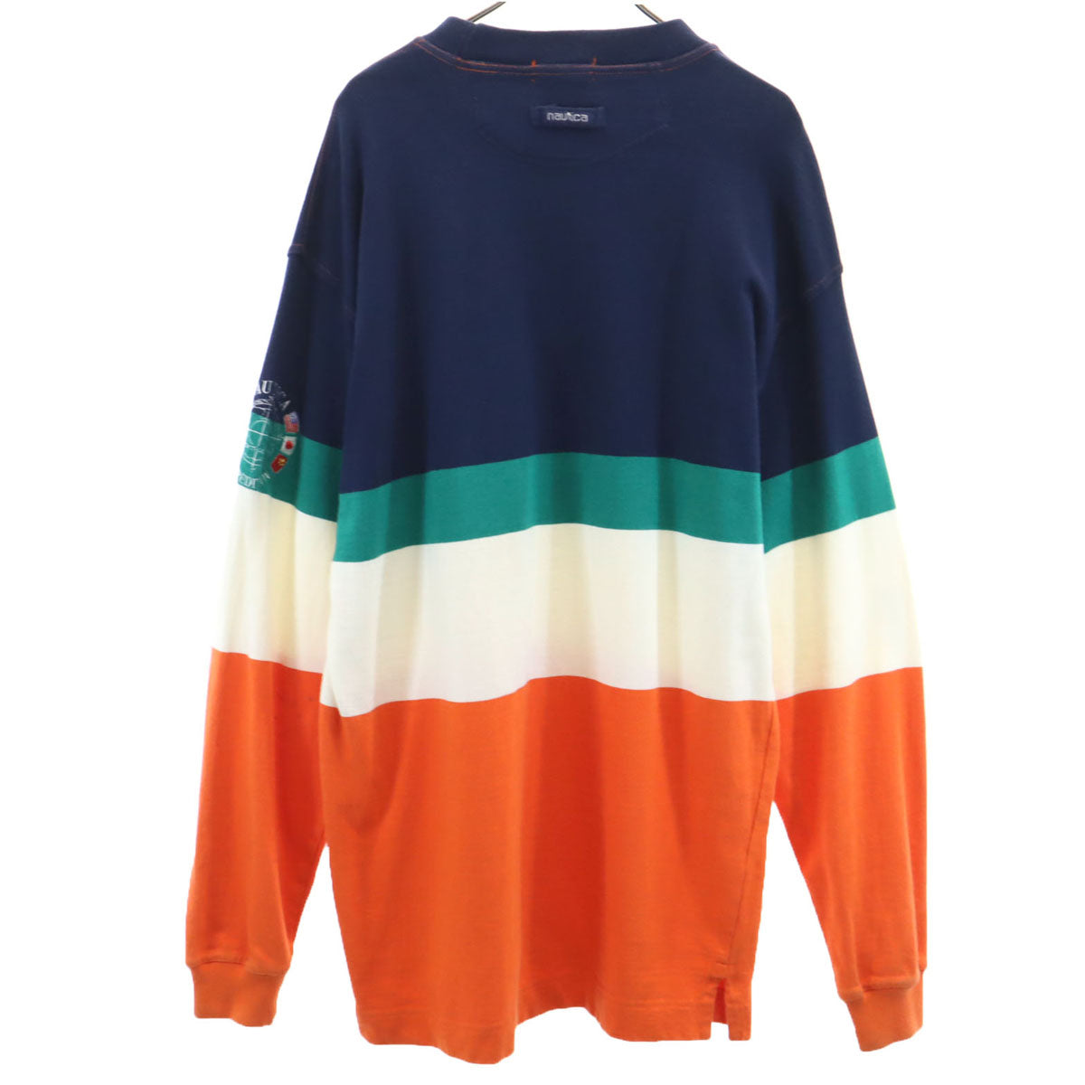 NAUTICA ノーティカ 90s オールド ボーダー柄 長袖 モックネック スウェット XL メンズ