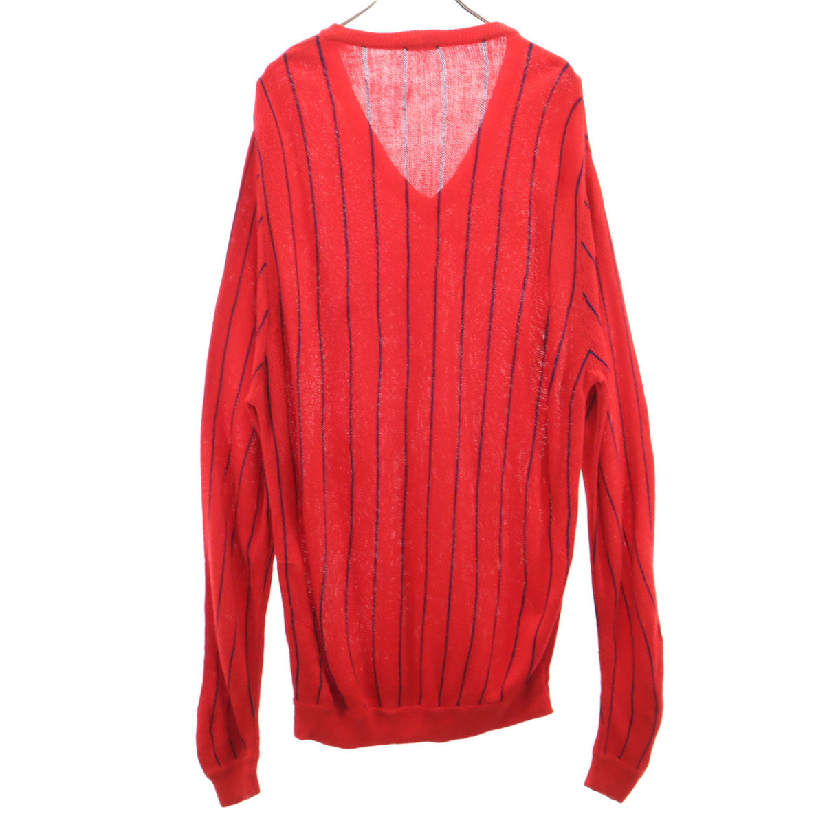 CHEMISE LACOSTE シュミーズラコステ 70s ヴィンテージ フランス製 フレンチラコステ ストライプ柄 長袖 Vネック セーター レッド メンズ