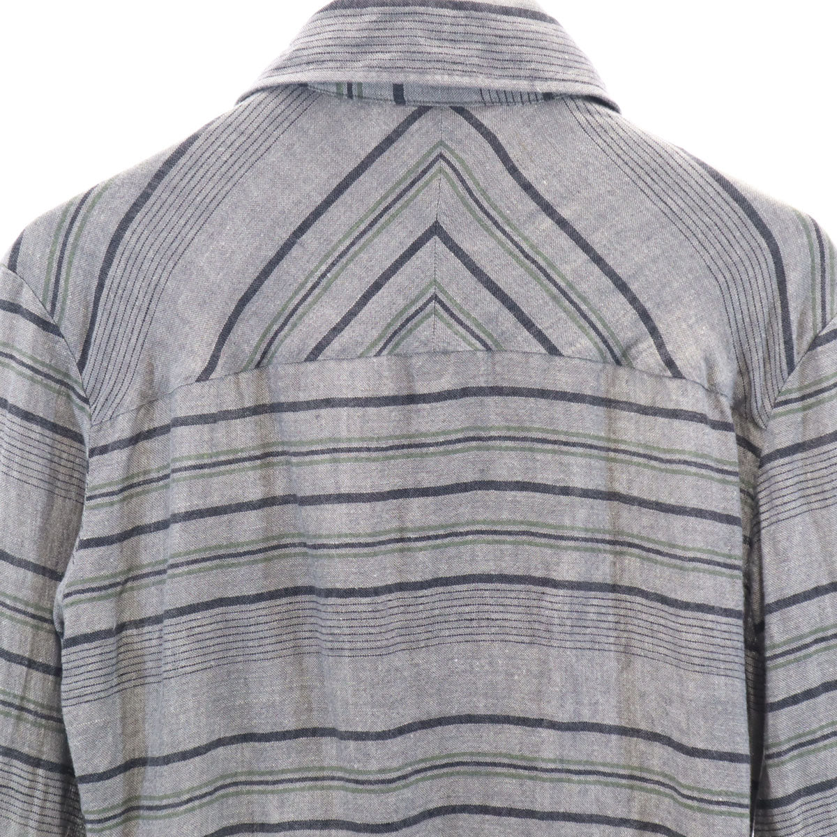 Vivienne WestwoodMAN ヴィヴィアンウエストウッドマン 日本製 オーブ ボーダー柄 長袖 ロングシャツ 44 グレー リネンシャツ メンズ