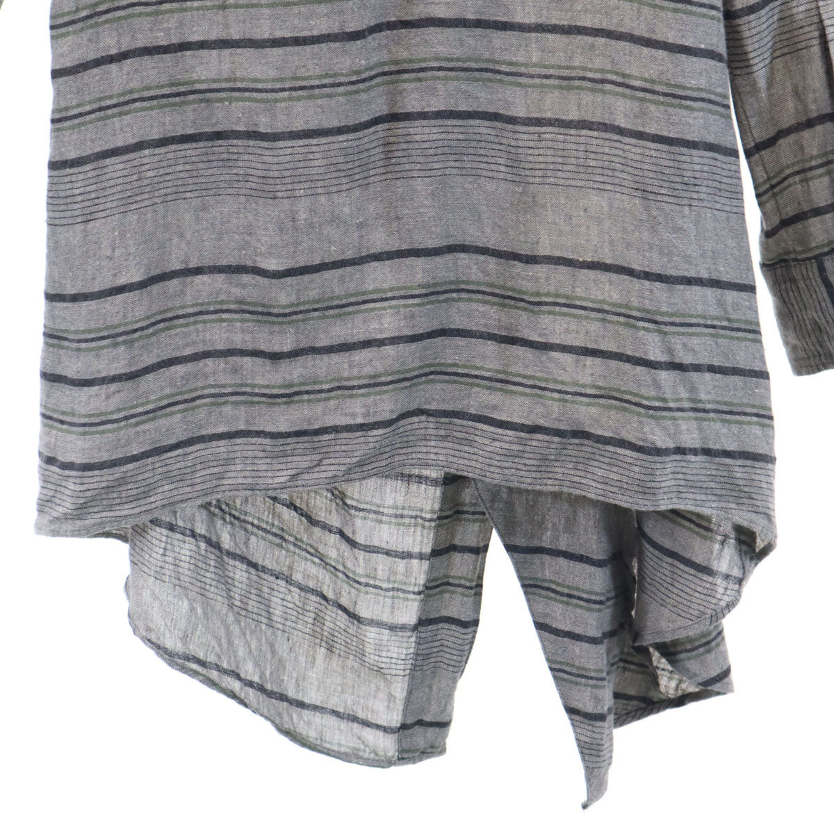 Vivienne WestwoodMAN ヴィヴィアンウエストウッドマン 日本製 オーブ ボーダー柄 長袖 ロングシャツ 44 グレー リネンシャツ メンズ