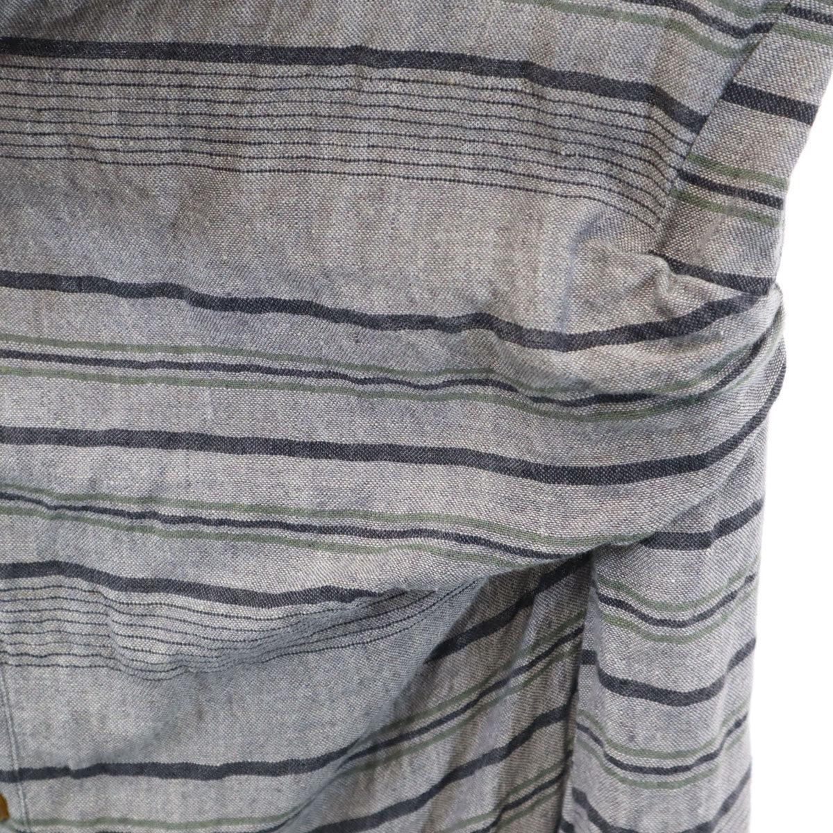 Vivienne WestwoodMAN ヴィヴィアンウエストウッドマン 日本製 オーブ ボーダー柄 長袖 ロングシャツ 44 グレー リネンシャツ メンズ