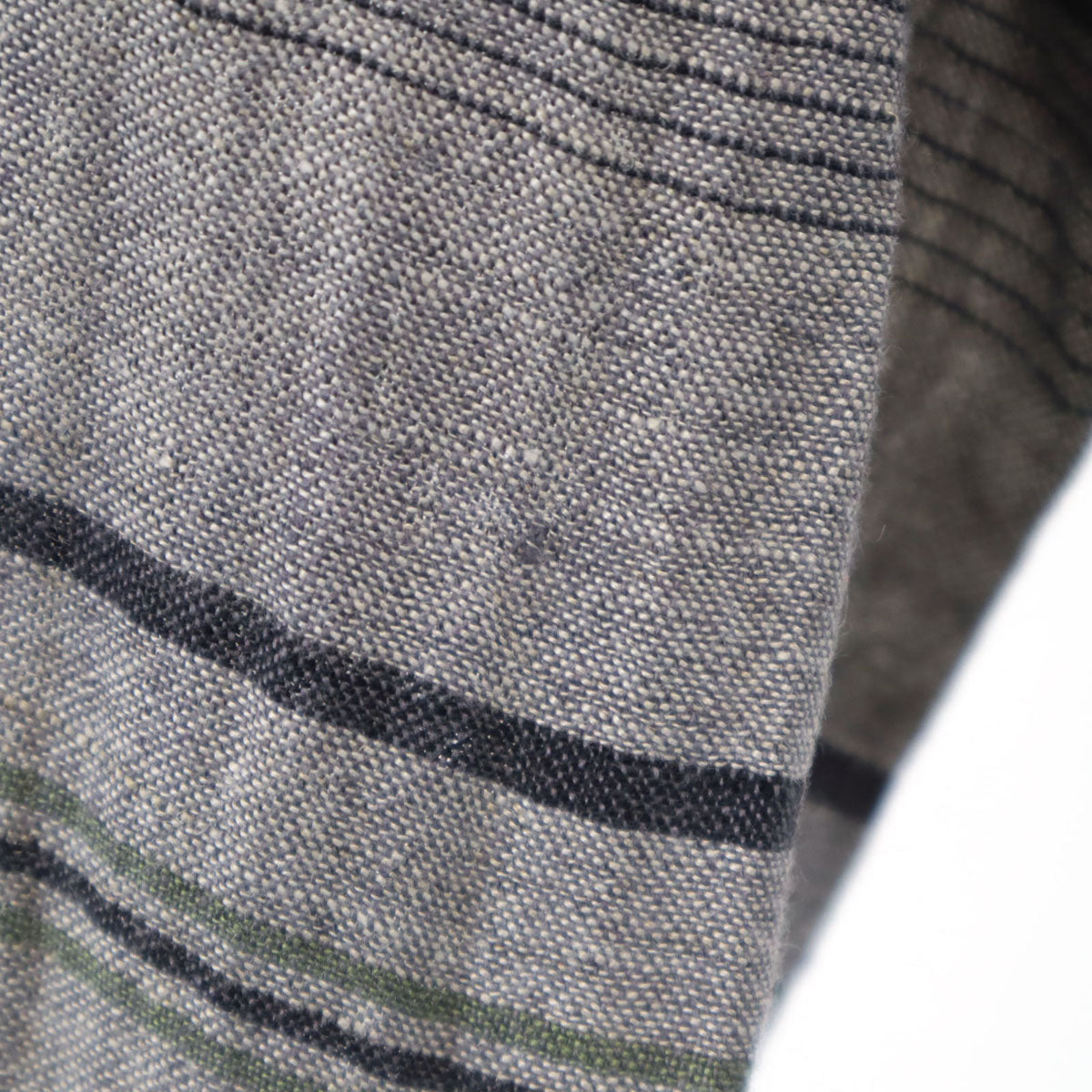 Vivienne WestwoodMAN ヴィヴィアンウエストウッドマン 日本製 オーブ ボーダー柄 長袖 ロングシャツ 44 グレー リネンシャツ メンズ