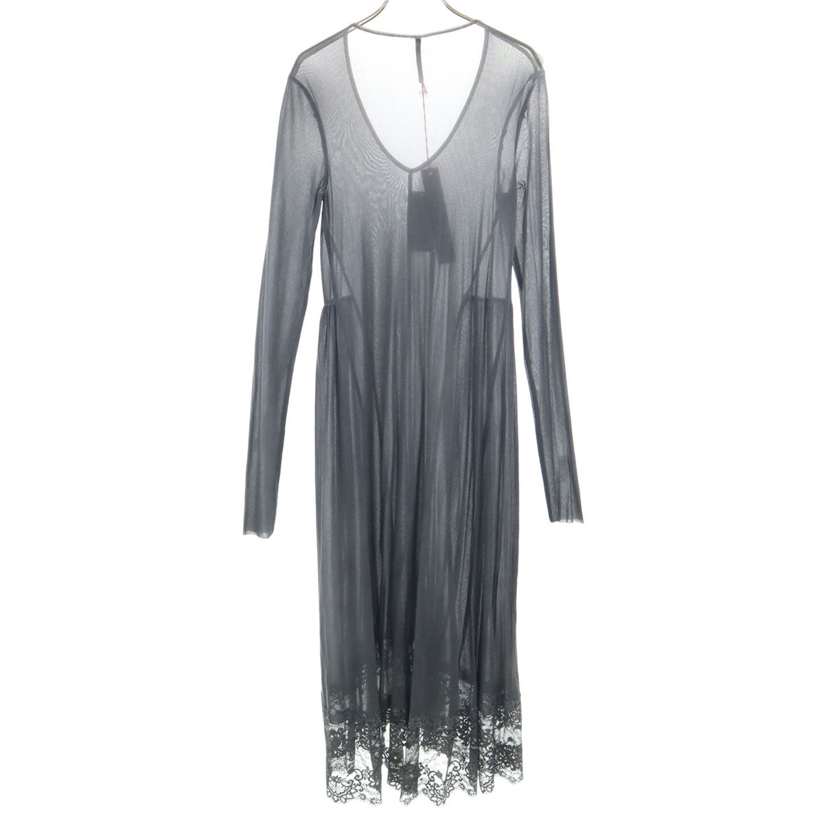 未使用 LIVIANA CONTI リビアナコンティ イタリア製 長袖 シースルー ロングワンピース 40 グレー系 レディース