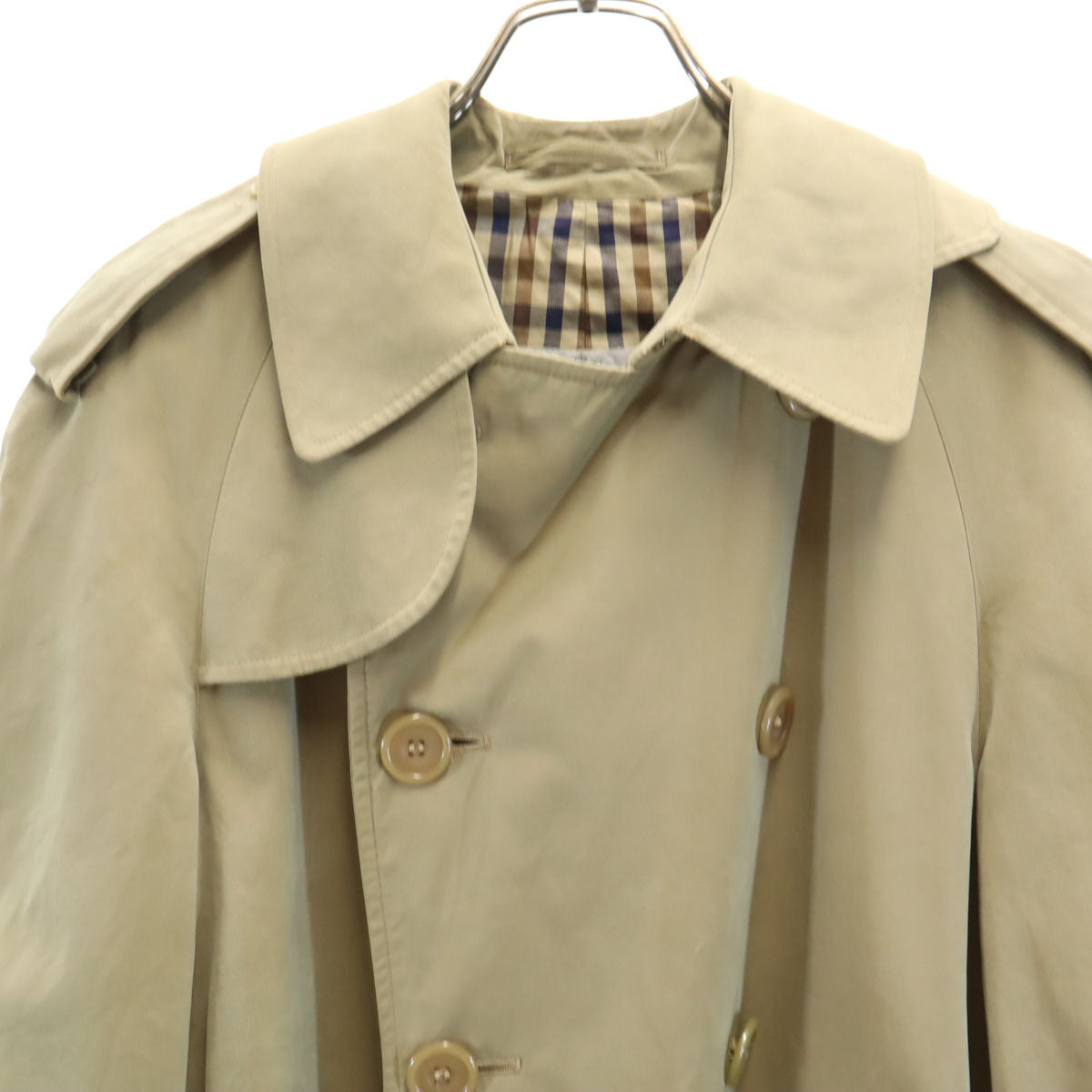 Aquascutum アクアスキュータム 70s 80s ヴィンテージ トレンチコート 36 ライトグリーン ベルト付き メンズ