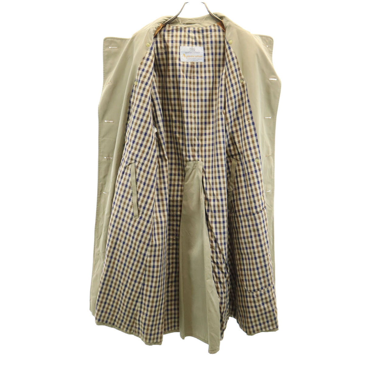 Aquascutum アクアスキュータム 70s 80s ヴィンテージ トレンチコート 36 ライトグリーン ベルト付き メンズ