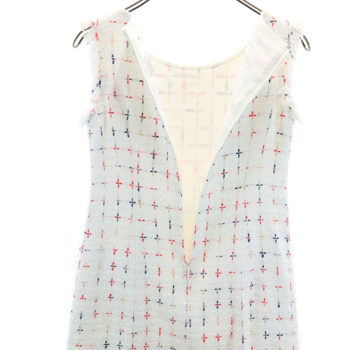 Rene ルネ 日本製 ノースリーブ ツイード ドレス ワンピース 34 ホワイト系 レディース