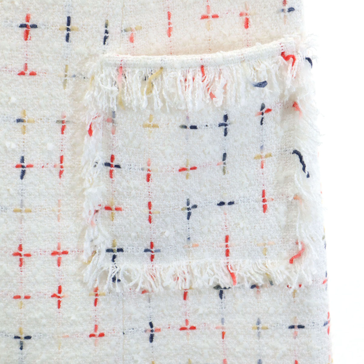 Rene ルネ 日本製 ノースリーブ ツイード ドレス ワンピース 34 ホワイト系 レディース