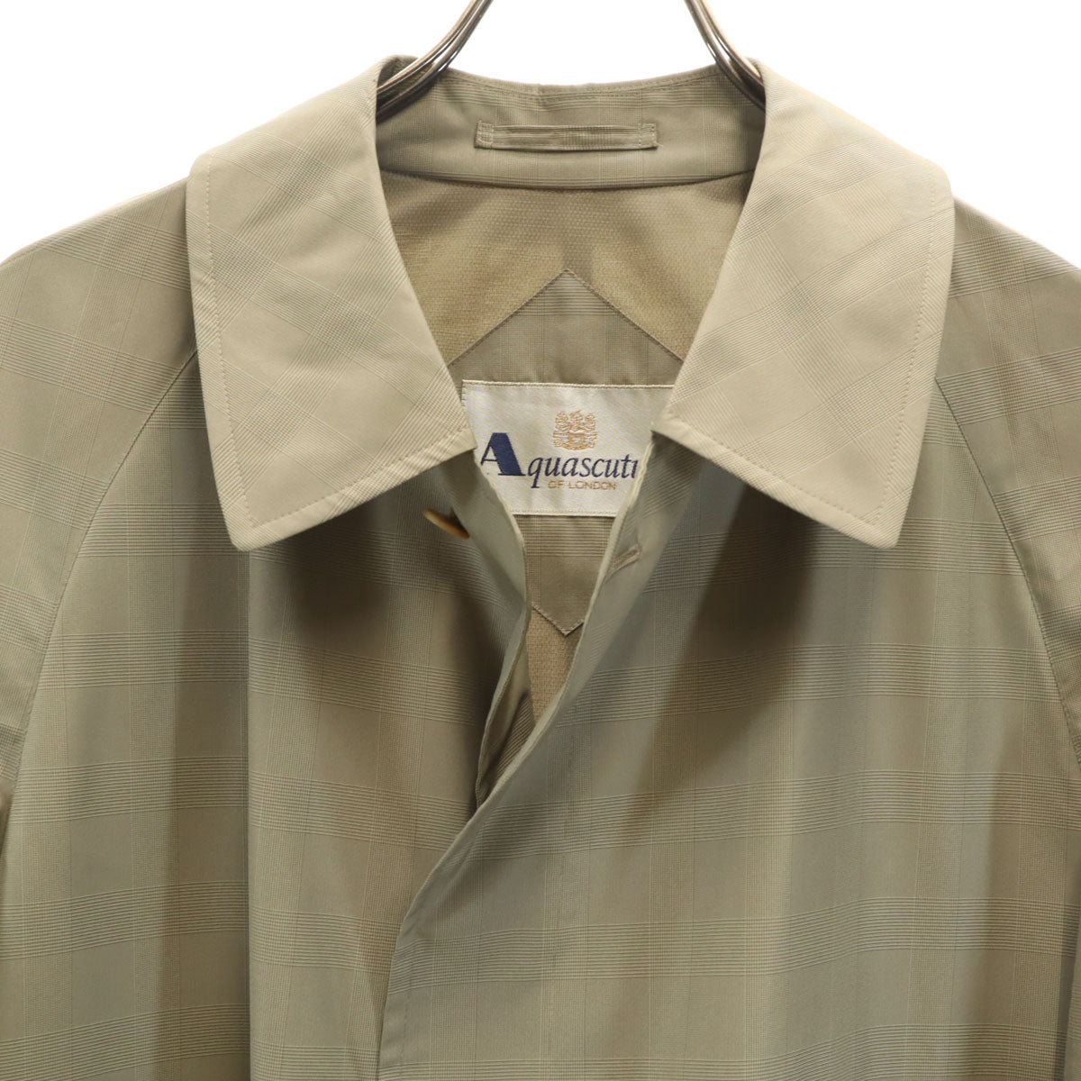 Aquascutum アクアスキュータム 日本製 チェック柄 ステンカラーコート ベージュ メンズ