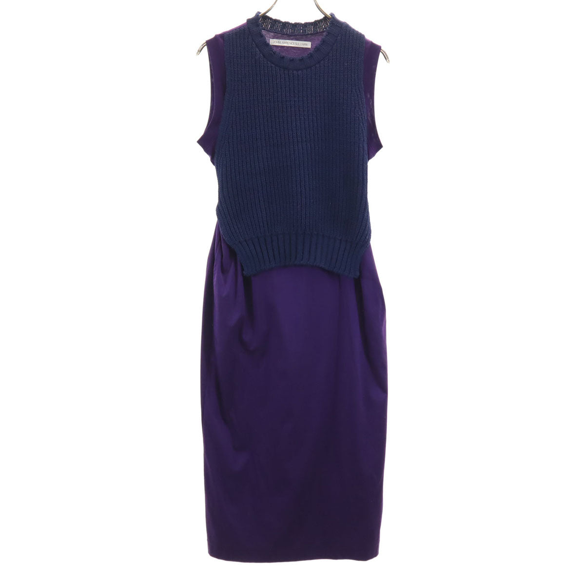 JOHN LAWRENCE SULLIVAN ジョンローレンスサリバン 日本製 ノースリーブ ニットレイヤード ワンピース パープル レディース
