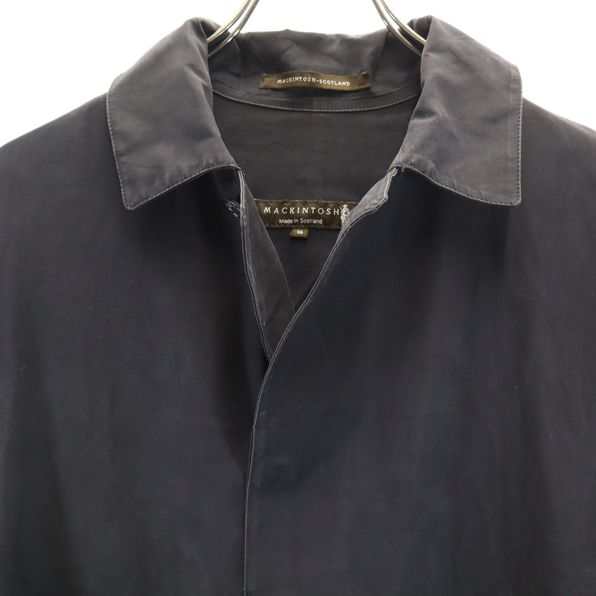 Mackintosh マッキントッシュ スコットランド製 ゴム引き ステンカラーコート 36 ブラック メンズ