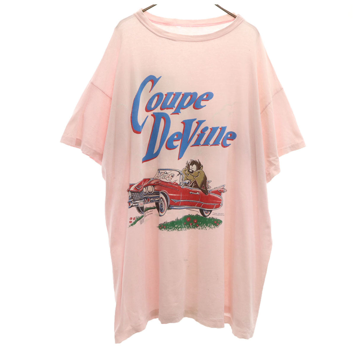 Warner Bros ワーナーブラザーズ 90s オールド ルーニーテューンズ タズマニアンデビル 半袖 ロング Tシャツ ピンク シングルステッチ ワーナー・ブラザース メンズ