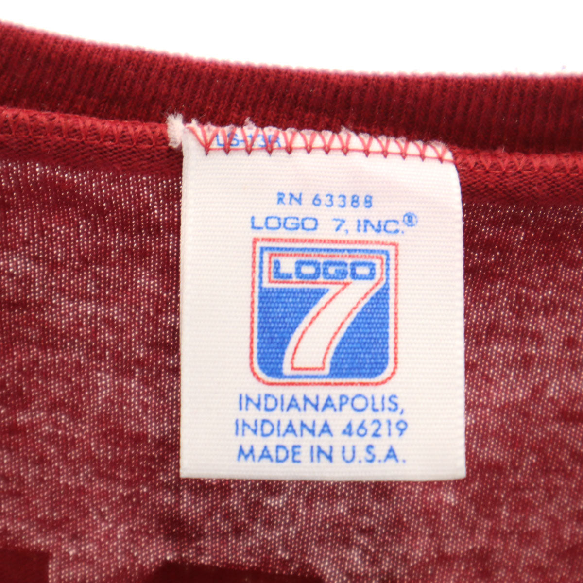 LOGO7 ロゴセブン 90s USA製 オールド WEST BROOK 82 半袖 ロング Vネック Tシャツ レッド系 メンズ