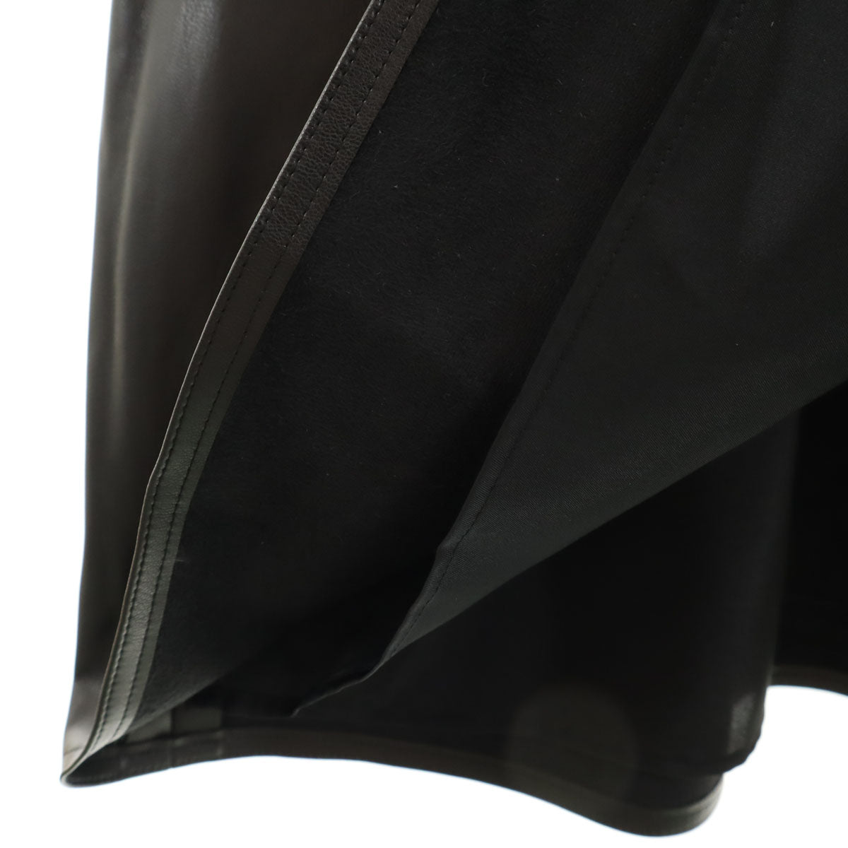 Rene ルネ 日本製 ノースリーブ フェイクレザー 膝丈ワンピース 36 ブラック インナースカート付き レディース