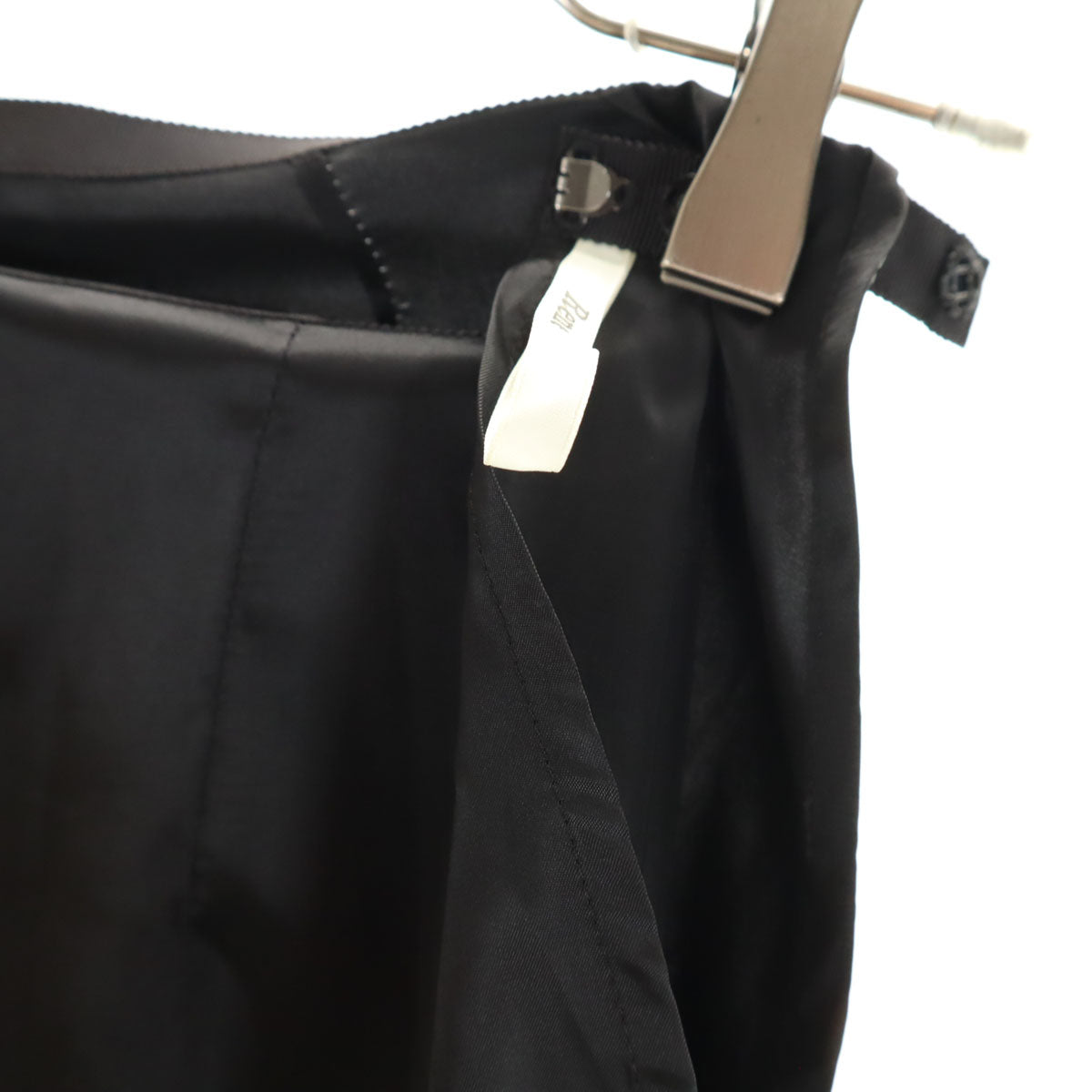 Rene ルネ 日本製 ノースリーブ フェイクレザー 膝丈ワンピース 36 ブラック インナースカート付き レディース