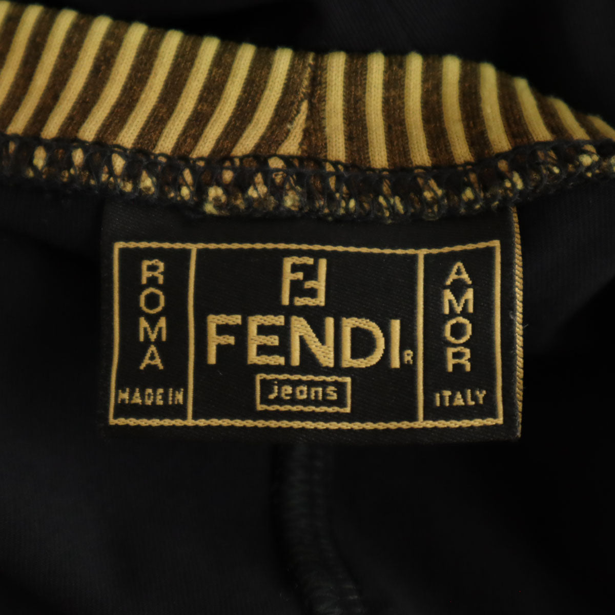 FENDI フェンディ イタリア製 ボーダー柄 長袖 アンサンブル 膝丈ワンピース 46 ネイビー カーディガン レディース
