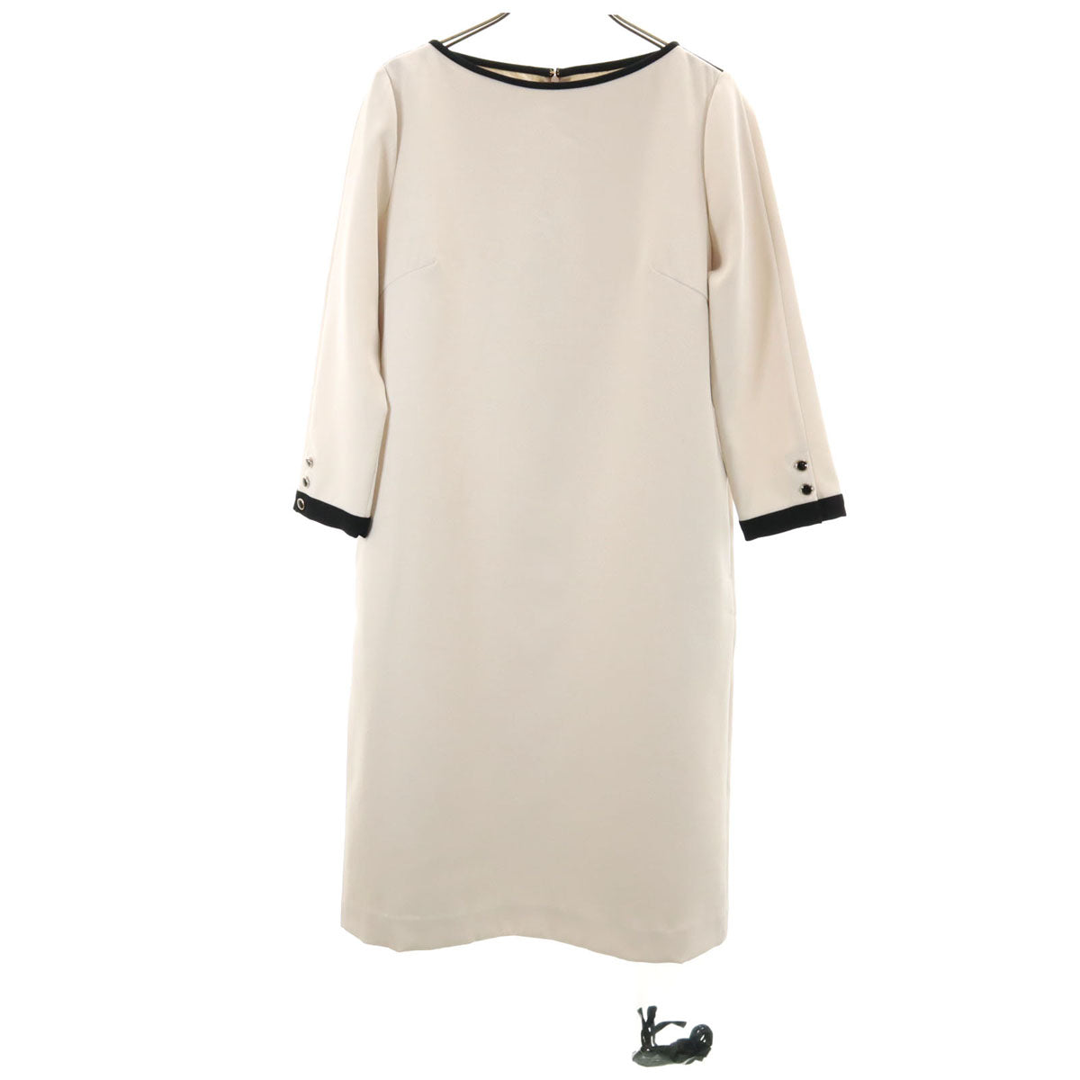 La TOTALITE ラトータリテ 7分袖 パイピング ワンピース 36 ベージュ系 レディース