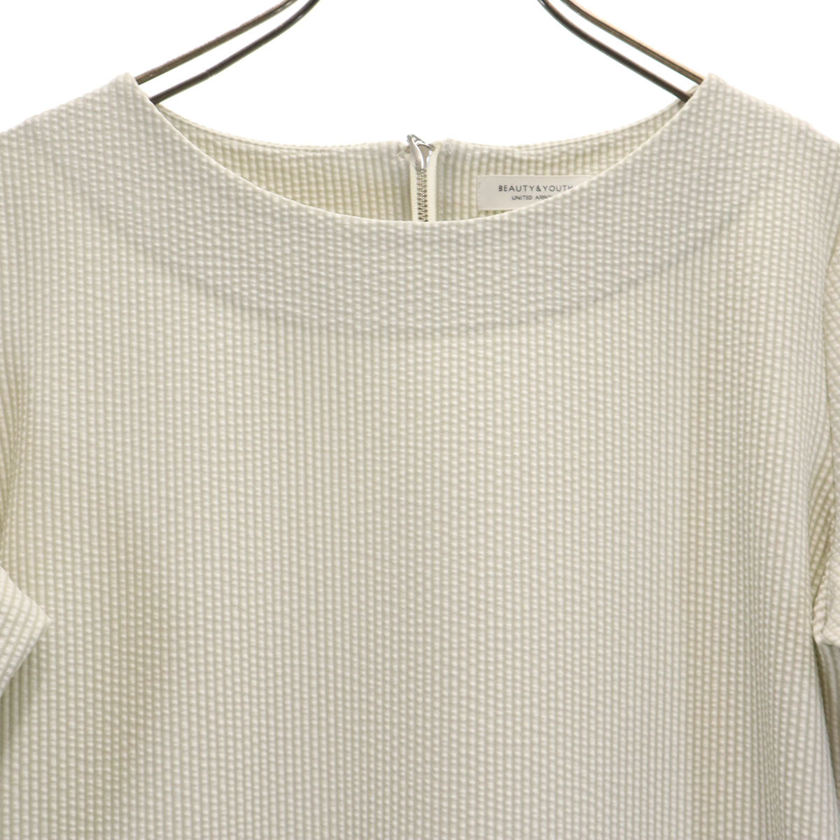 BEAUTY＆YOUTH UNITED ARROWS ビューティーアンドユース ユナイテッドアローズ ストライプ柄 半袖 シアサッカー ワンピース ホワイト レディース