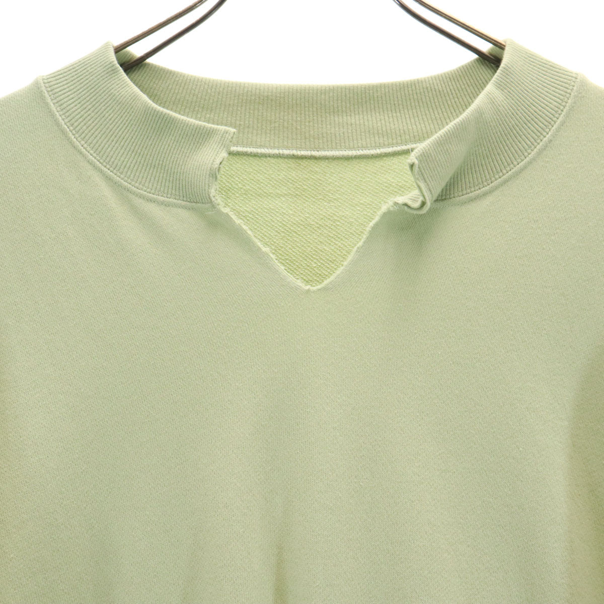 ケンイチ 日本製 長袖 スウェット スキッパーカラー トレーナー L 黄緑系 メンズ