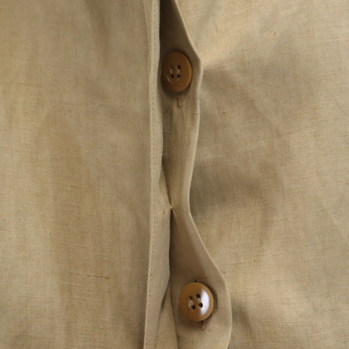 GIORGIO ARMANI ジョルジオアルマーニ 90s イタリア製 リネンブレンド オールド 長袖 シャツワンピース 40 ベージュ レディース