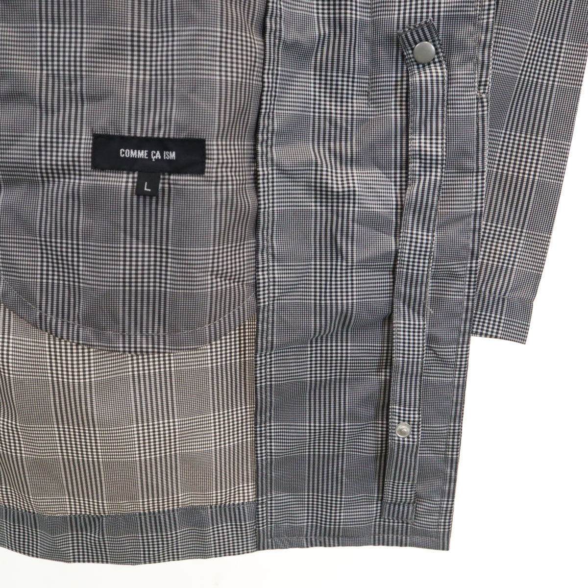未使用 COMME CA ISM コムサイズム グランチェック コート L ブラック系 首ベルト メンズ