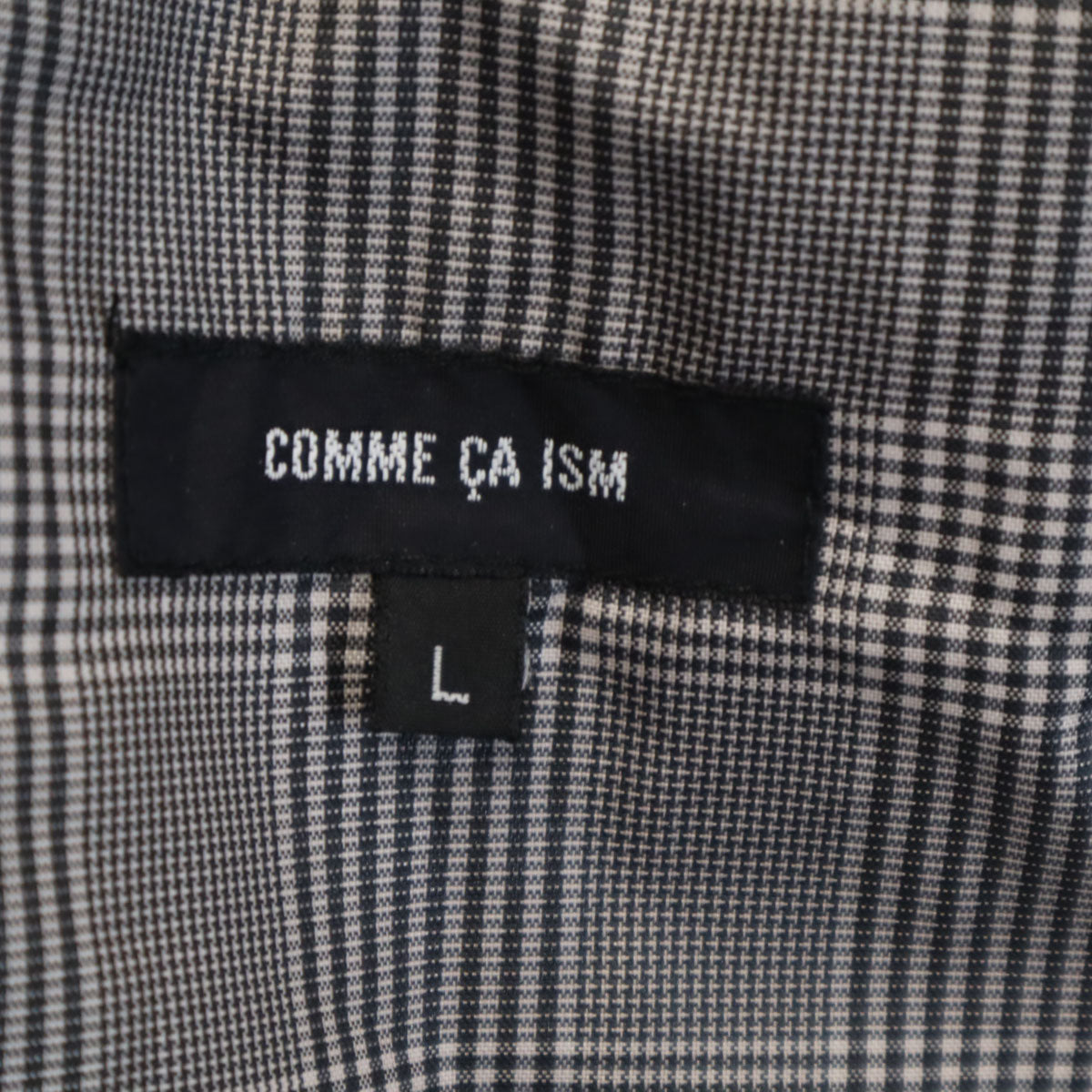 未使用 COMME CA ISM コムサイズム グランチェック コート L ブラック系 首ベルト メンズ