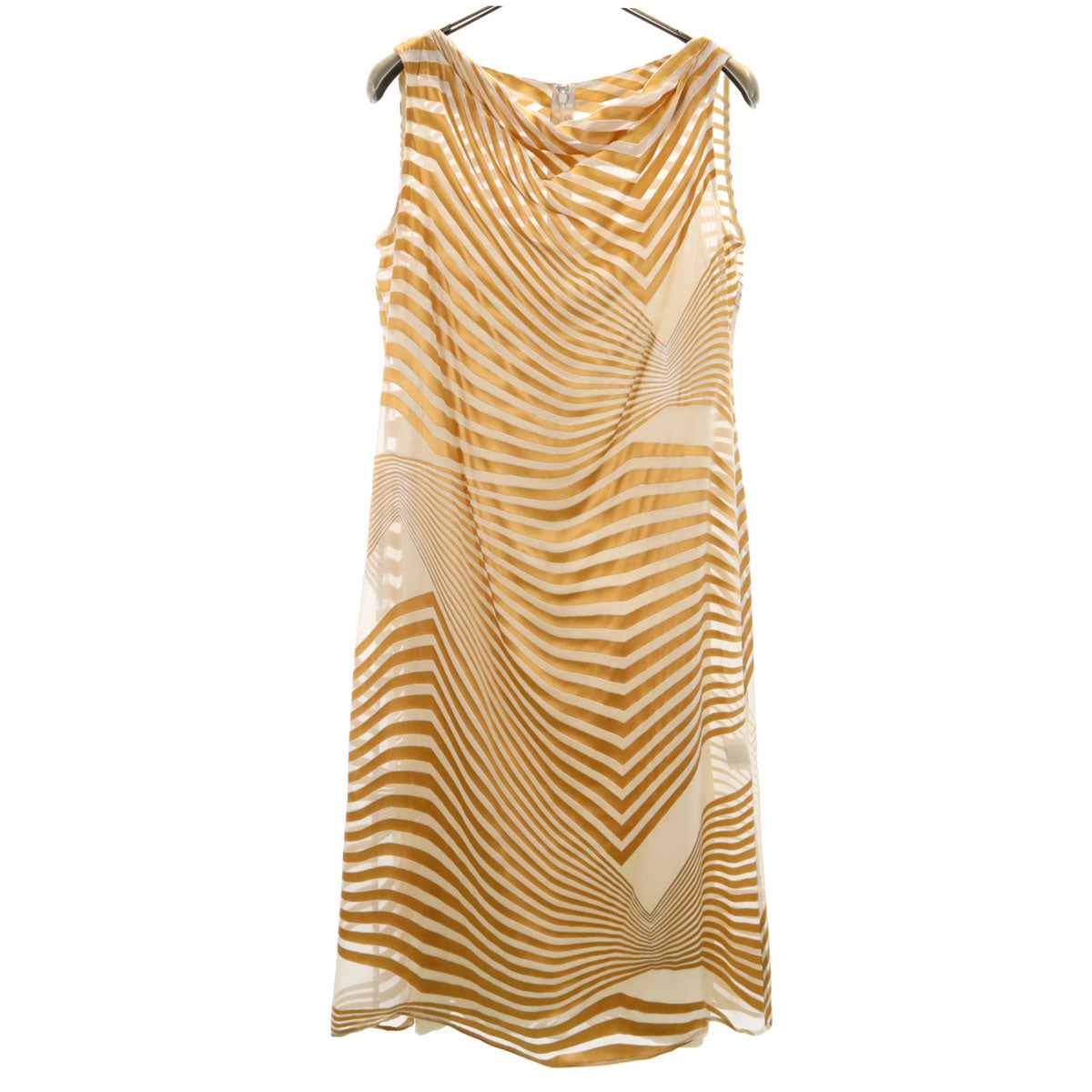 ジバンシイ 90s シルクブレンド オールド 総柄 ノースリーブ ワンピース 40 ゴールド系 レディース