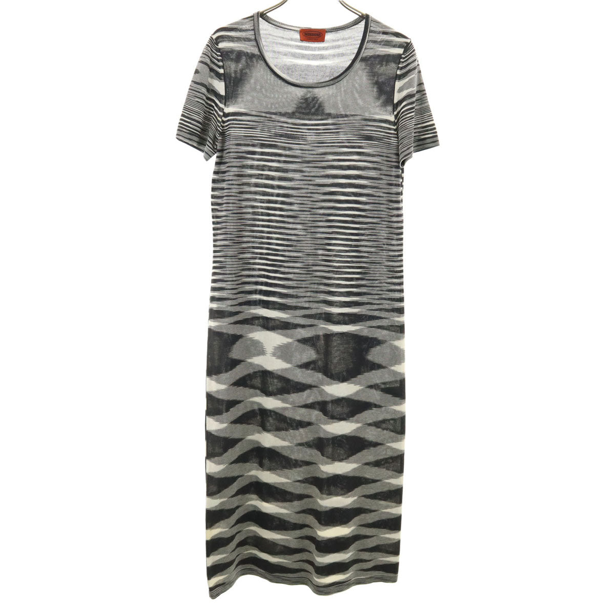 Missoni ミッソーニ イタリア製 総柄 半袖 ワンピース 40 黒系 レディース