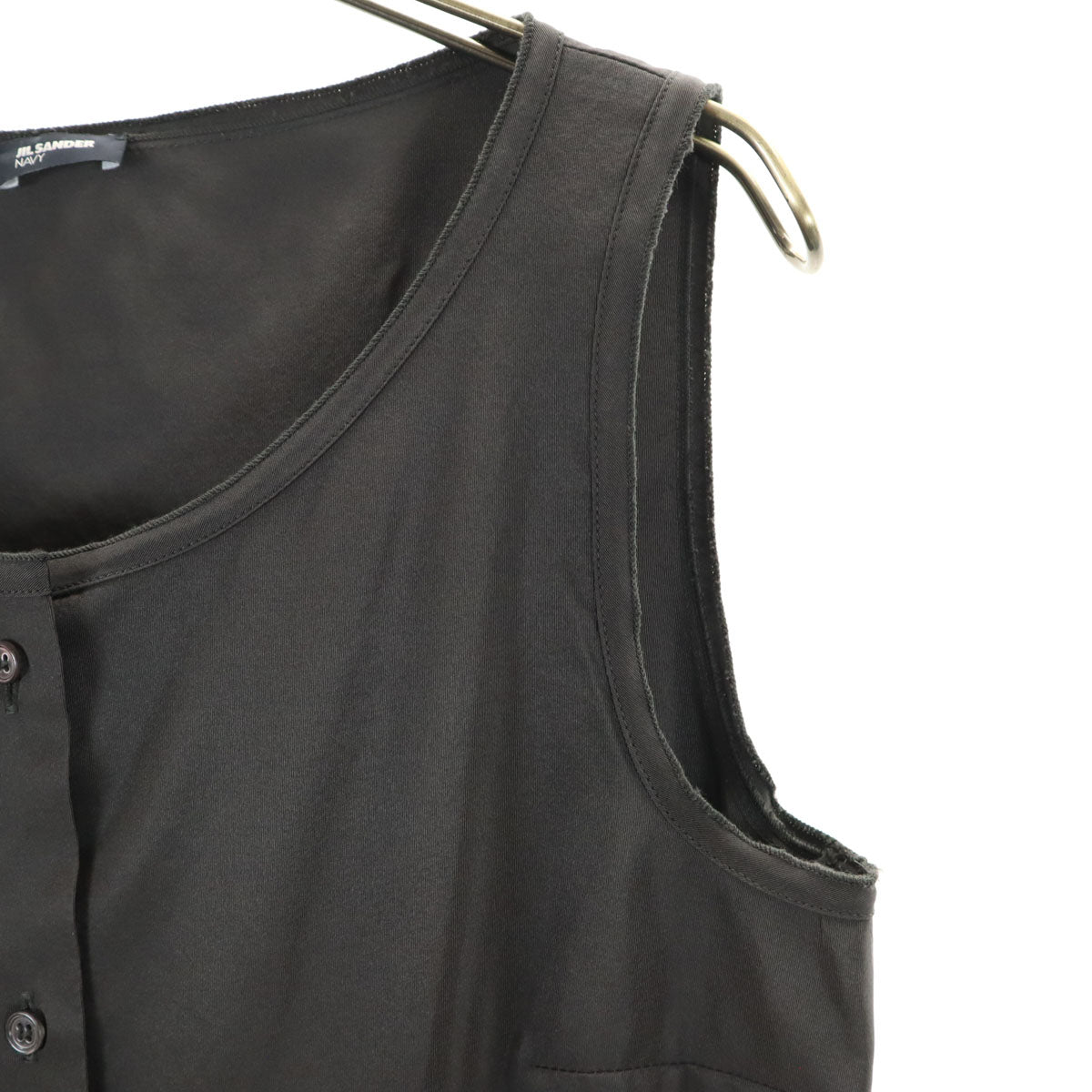 JIL SANDER NAVY ジルサンダーネイビー イタリア製 シルクブレンド ノースリーブ ワンピース 34 グレー レディース