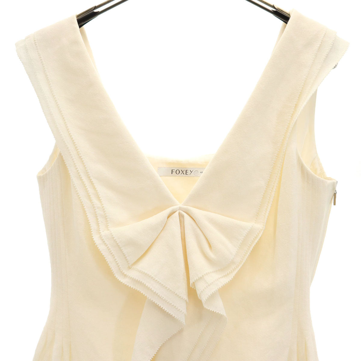 FOXEY フォクシー 日本製 ノースリーブ ミニワンピース 40 アイボリー レディース