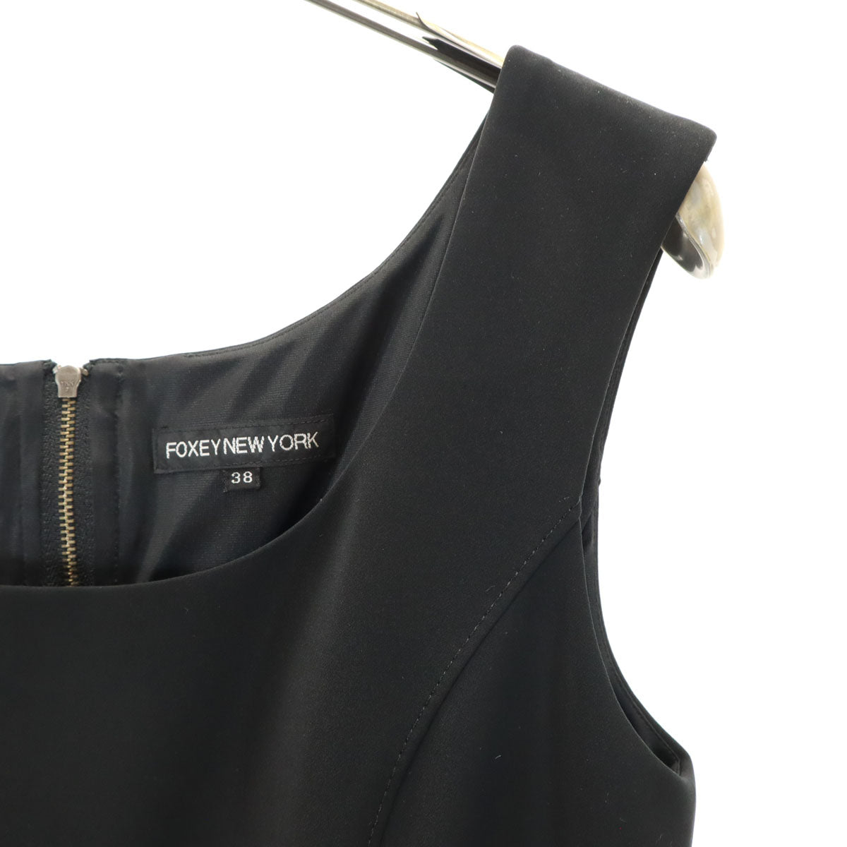 FOXEY NEW YORK フォクシーニューヨーク 日本製 ノースリーブ ワンピース 38 ブラック レディース