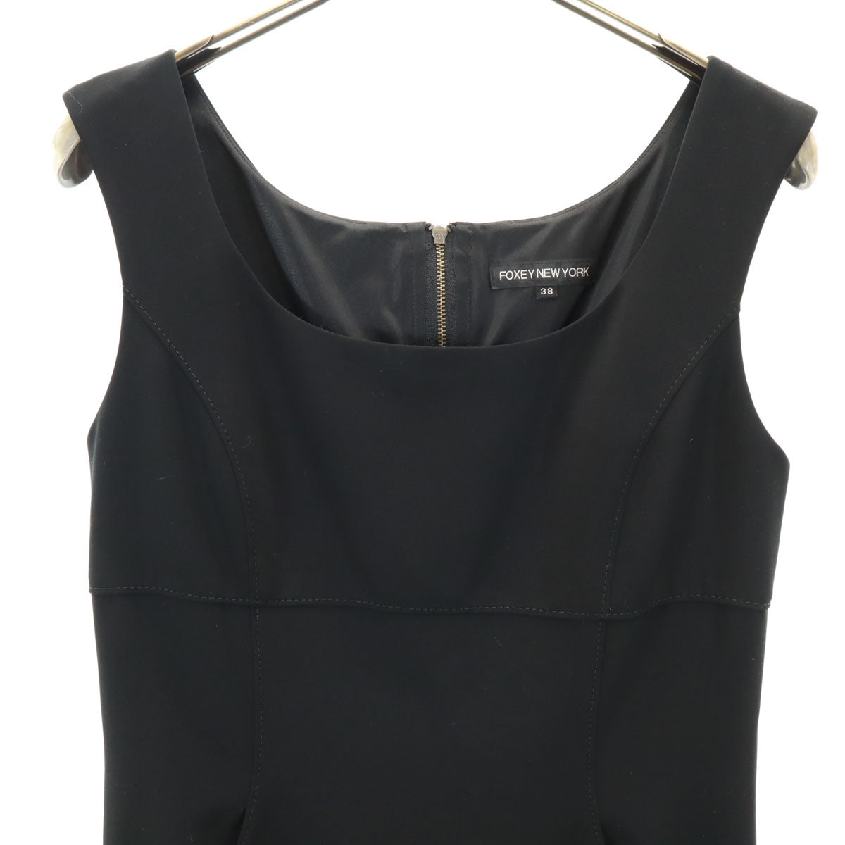 FOXEY NEW YORK フォクシーニューヨーク 日本製 ノースリーブ ワンピース 38 ブラック レディース