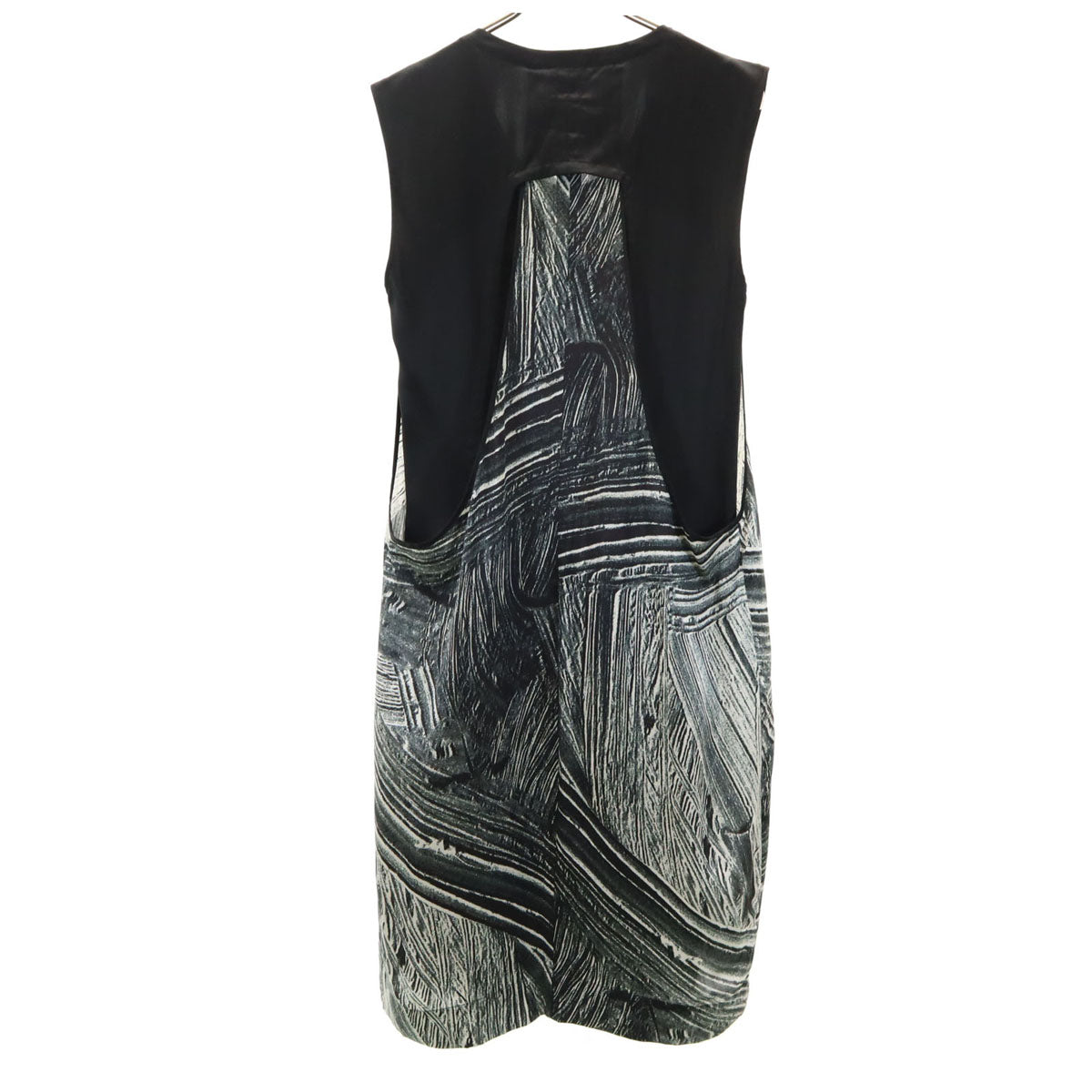 HELMUT LANG ヘルムートラング シルク 総柄 ノースリーブ ワンピース S ブラック レディース