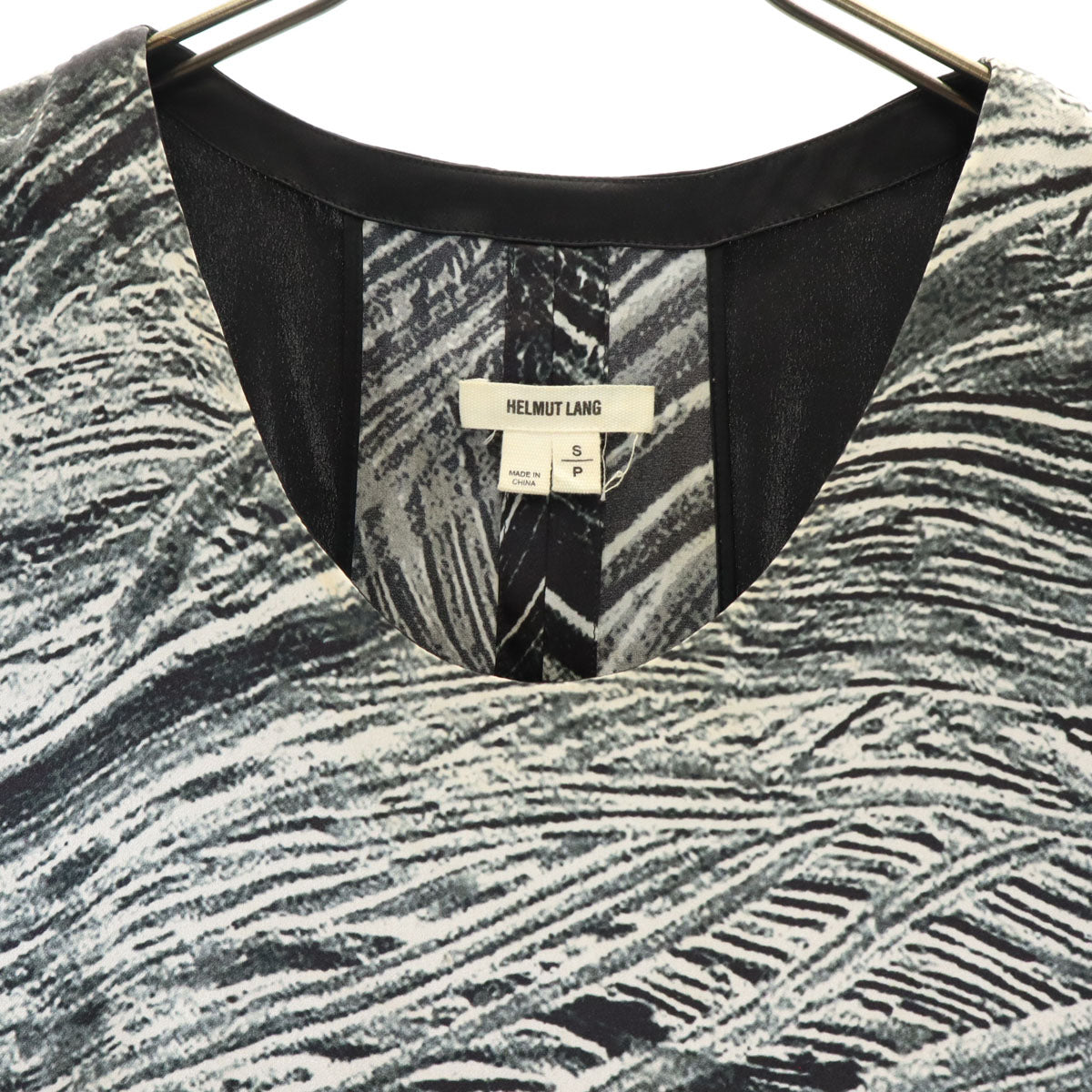 HELMUT LANG ヘルムートラング シルク 総柄 ノースリーブ ワンピース S ブラック レディース