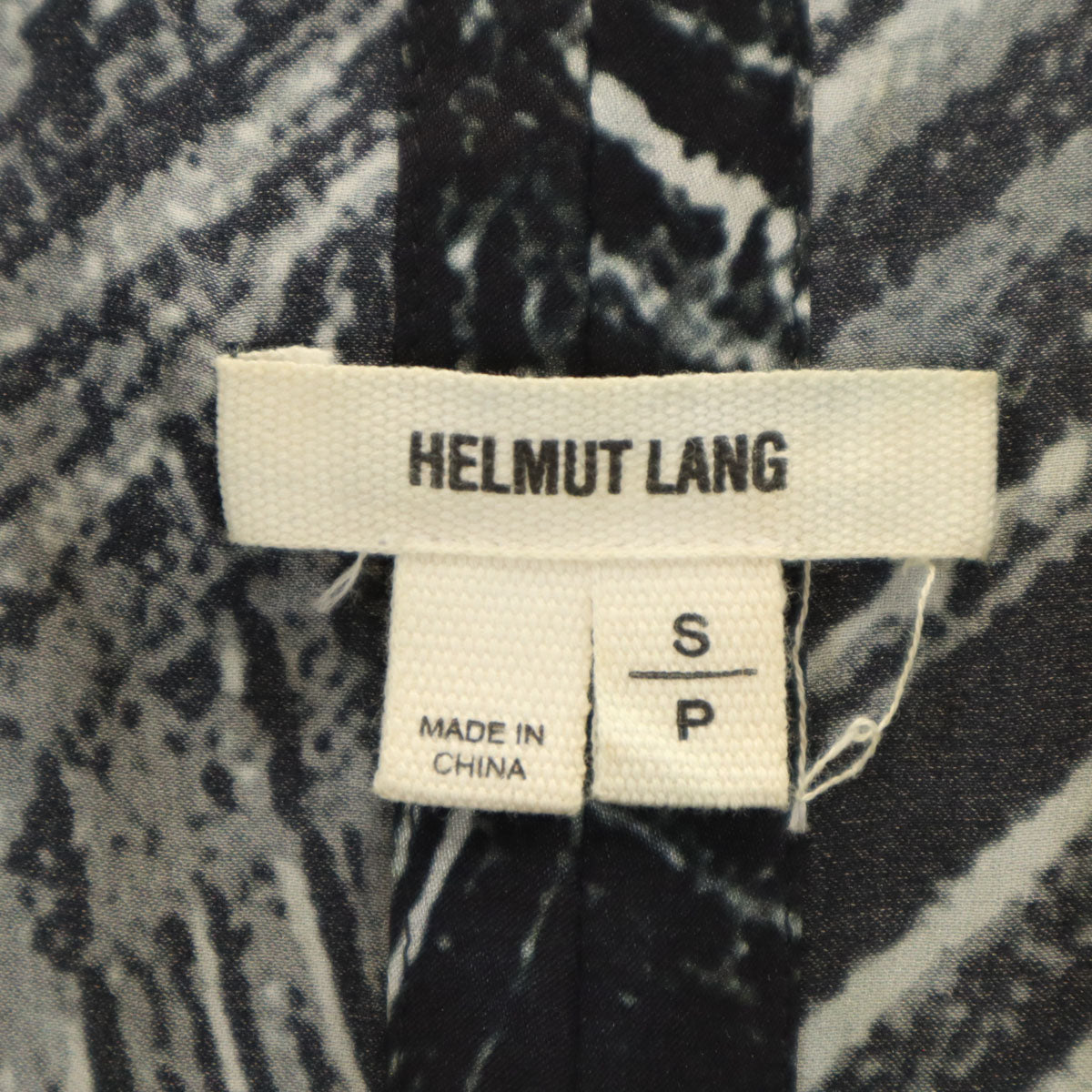 HELMUT LANG ヘルムートラング シルク 総柄 ノースリーブ ワンピース S ブラック レディース
